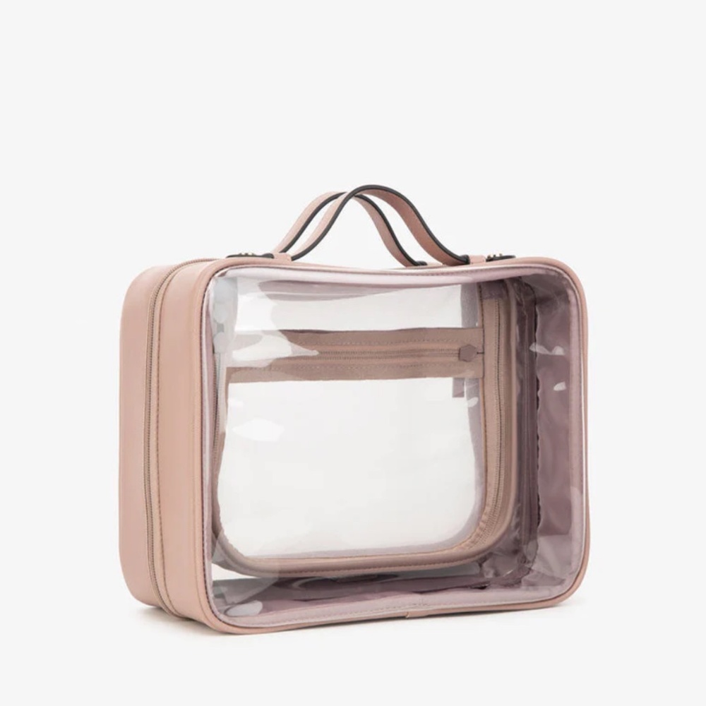 Calpak Large Clear Cosmetics Case in Mauve